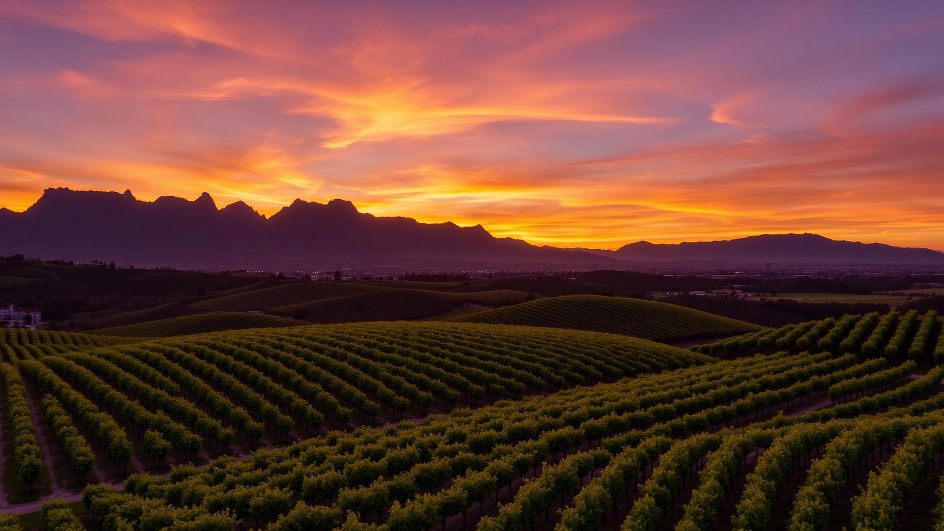 Cape Winelands at sunset